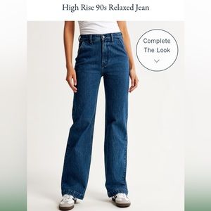 NWT Abercrombie & Fitch High Rise 90s Relaxed Jean dark with trouser pockets 14L